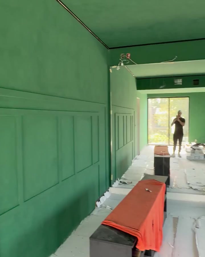 Vidéo : mur à panneaux en plâtre vénitien vert
